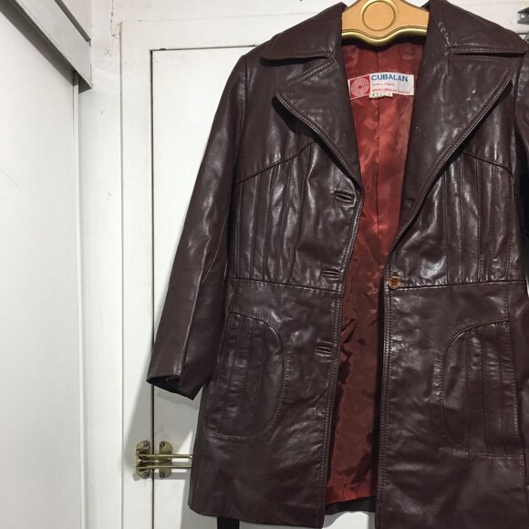 VINTAGE CUBALAN BELTED LEATHER JACKETS SIZE 10 - Picture 1 of 15